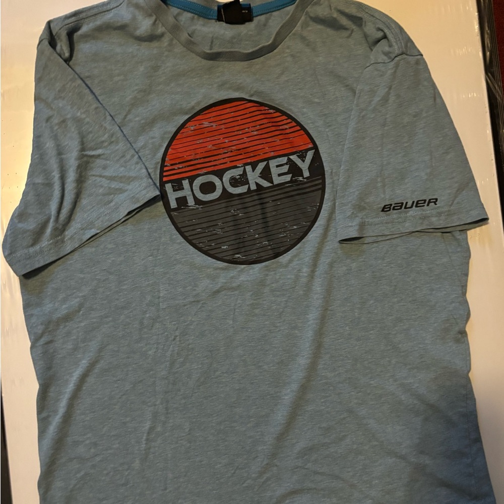 Bauer Gray and Red Hockey Tee